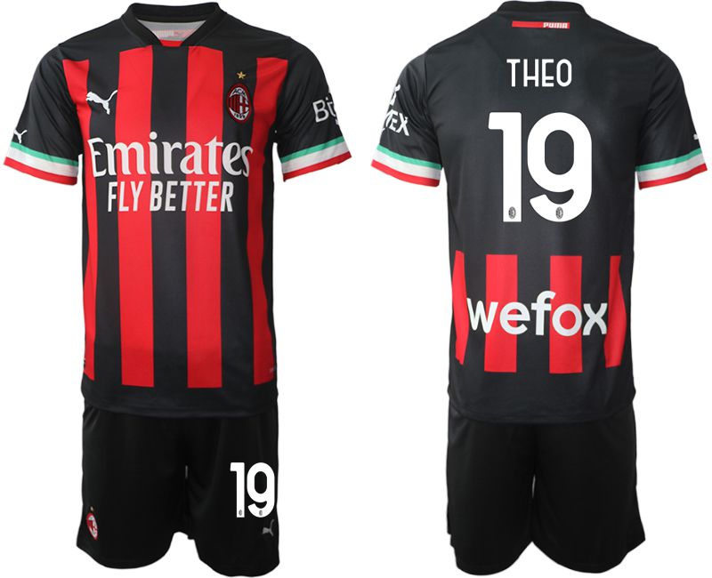 Men 2022-2023 Club Ac Milan home black #19 Soccer Jersey->customized soccer jersey->Custom Jersey